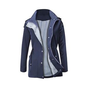 Fisoul Plus Size Waterproof Lightweight Navy Hooded Rain Jacket NWT Size 2XL